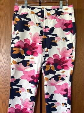 Old Navy Navy, Pink & Gold Floral Print Pants
